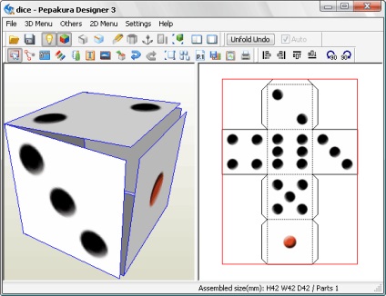 Pepakura tervező létrehozni egy papír kicsomagolását 3d-modellek