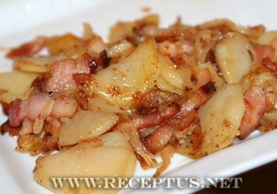 Рецептус - кулінарні страви - архів блогу - смажена картопля з цибулею і беконом