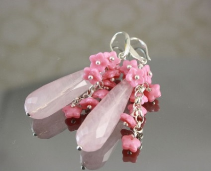 Cercei cu cuart roz (61 pics) modele de argint cu cuarț fumos, cercei cu piatră în aur