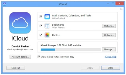 Töltse icloud ablakokhoz (kezelőpanel), a szinkronizálás króm könyvjelzők és