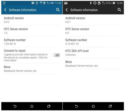 Comparați simțul HTC 7 și sensul 6