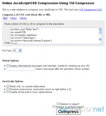 Comprimarea fișierelor javascript - scripturi pentru site-uri