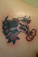 Значення і ескізи татуювання лютого бика, тату бик крилатий на спину, голова бика фото