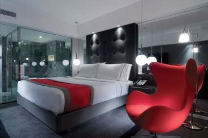 Negru și roșu dormitor, selecția de fotografii de proiecte de design - incomode magazin online