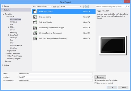 C # și xaml, creând o aplicație de metrou pentru Windows 8