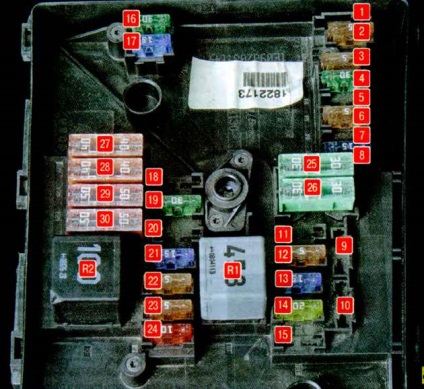 Letöltés biztosíték diagramja Octavia A5 (alaplapi hálózati vezérlő egység) Letöltés biztosíték rajza Octavia a5