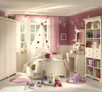 Interiorul dormitorului pentru opțiunile pentru fetiță, foto-idei, portal de construcție