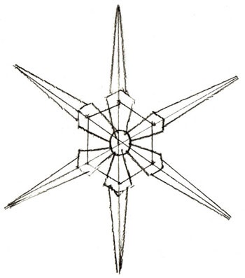 Cum de a desena o fulg de zăpadă, o imagine de fulg de zăpadă cu un creion