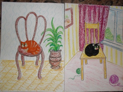 Collage „macska egy szék”