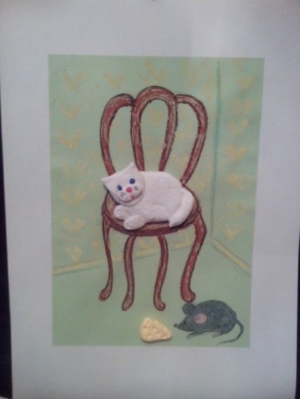 Collage „macska egy szék”