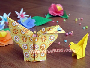 Origami nava, un cocoș de hârtie