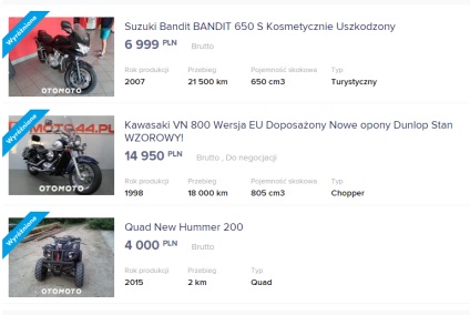 Motociclete din Polonia unde să cumpărați, sfaturi
