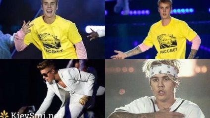 Egy londoni koncertjén Justin Bieber tett egy pólót ezzel a felirattal orosz