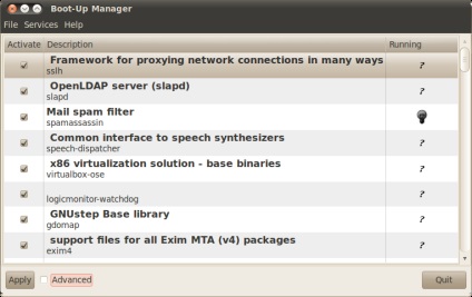 Tiltsuk le a szükségtelen szolgáltatások és programok, a blog Ubuntu Linux