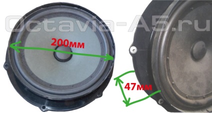 Méretek standard hangszórók Skoda Octavia A5