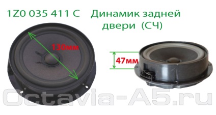 Méretek standard hangszórók Skoda Octavia A5