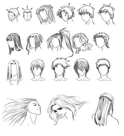 Desenăm părul, coafura în stil manga, învățăm să atragem în stil anime și manga