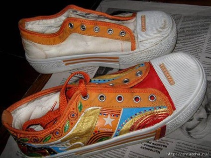 Pantofi de pictură cu vopsele acrilice, dragi domiciliu - idei realizate manual de lucru și design