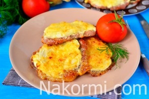 Carne de porc cu brânză în rețetă cuptor cu fotografie