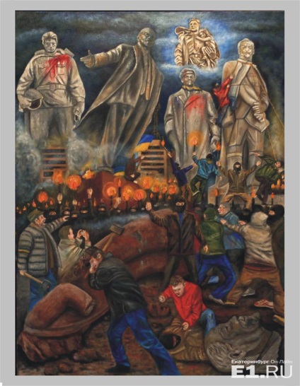 Artistul Ural a pictat un atac - barbarii moderni - pe monumentele lui Lenin