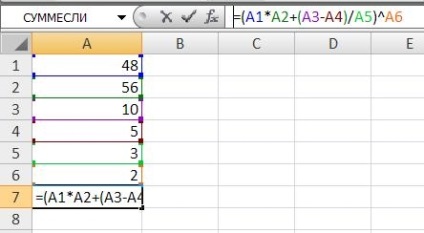 Scăderea, multiplicarea, diviziunea, squaring-ul în Excel 2007-2010