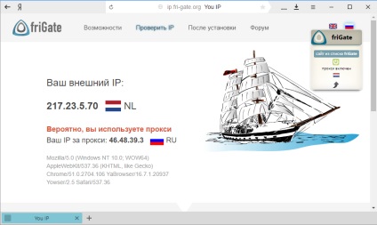 Frigate pentru browser-ul Yandex