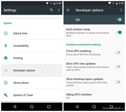 Cum se activează modul multi-fereastră în Android 6
