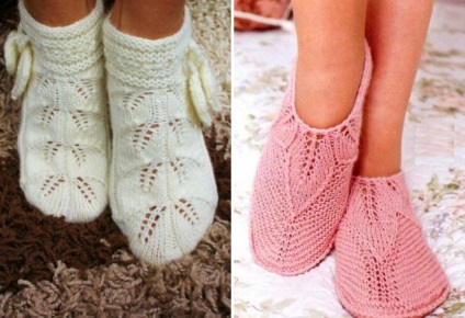 Șosete frumoase tricotate - papuci, adidași, pânză de pește și caldă cu un model