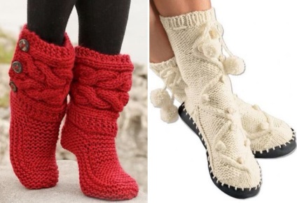 Șosete frumoase tricotate - papuci, adidași, delicate și calde, cu un model