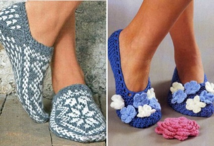 Șosete frumoase tricotate - papuci, adidași, pânză de pește și caldă cu un model