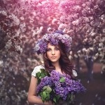 Jelentenek fotózásra egy virágzó fa, stúdió Voykovskaya