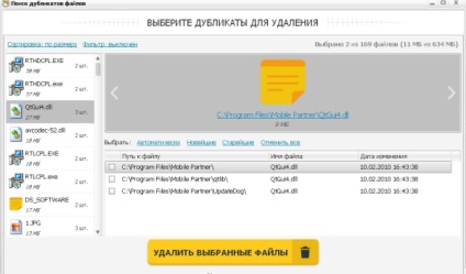 Programul pentru găsirea de fișiere duplicat în rusă, PC pentru toți