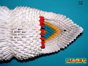 Elefant de origami în lecții foto-video de asamblare modulară și slasică