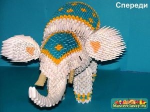 Elefant de origami în lecții foto-video de asamblare modulară și slasică