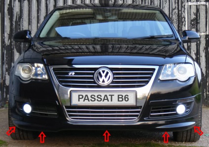 Eltávolítása a rácsot, az első lökhárító burkolat Volkswagen Passat B6 2005