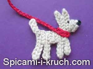 Articol tricotat aplicat cu câine (descriere cu poza)