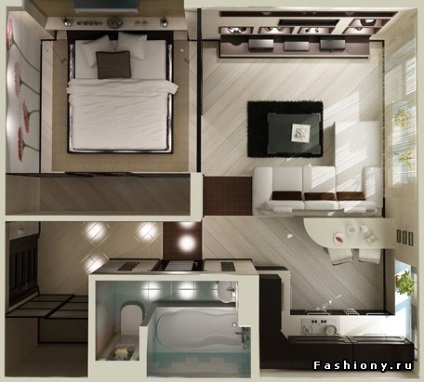 Proiectarea design-ului mic al apartamentelor într-un stil modern