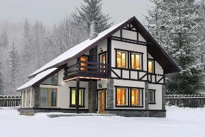 Casă în stil german, fațadă în stil bavarez, decor exterior