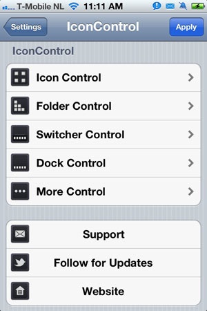 Iconcontrol personalizați icoanele și apariția ios (jailbreak), justmac