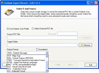 Ce date din Outlook sunt exportate de expertul de export din Outlook