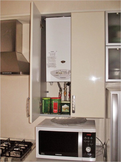 Elrejtése a gázcsövet a konyhában - hogyan eltitkolja gázcsövek (fotó)