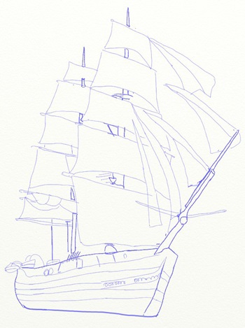 Imaginea de colorat a unei nave de colorat a navei