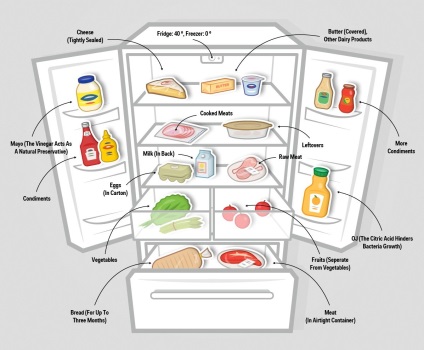 Reguli pentru depozitarea alimentelor în frigider