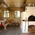 Orosz stílusban kunyhó - belseje egy falusi ház, egy kályha