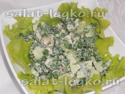 Csirke saláta uborka és fűszernövények