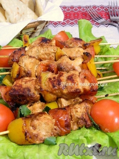 Shish kebab de la pui și legume - rețetă cu fotografie