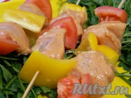 Shish kebab de la pui și legume - rețetă cu fotografie