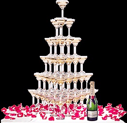 Fântâna de ciocolată, piramida șampaniei în samara din bomboane