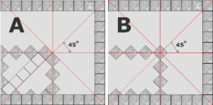 Plasarea plăcilor în diagonală, tehnologia și procesul pas cu pas