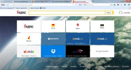 Vizuális könyvjelzők Yandex Mozilla Firefox